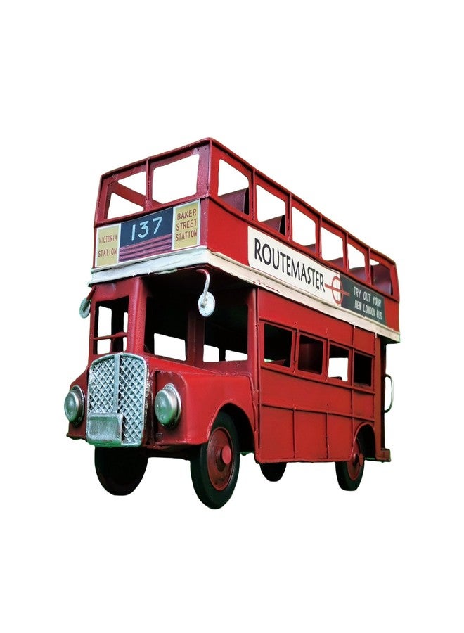 VANLAXY Vintage London Double Decker Sightseeing Bus Model Open Top Diecast Metal Model Replica Red London Bus Figurine Collection - Image 1